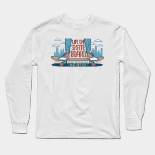 Skateboarding hipster handcrafted print with legs in classic sneakers Long Sleeve T-Shirt